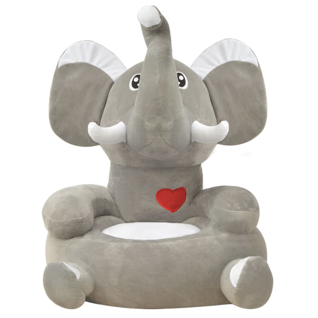 børnestol i plys grå elefant