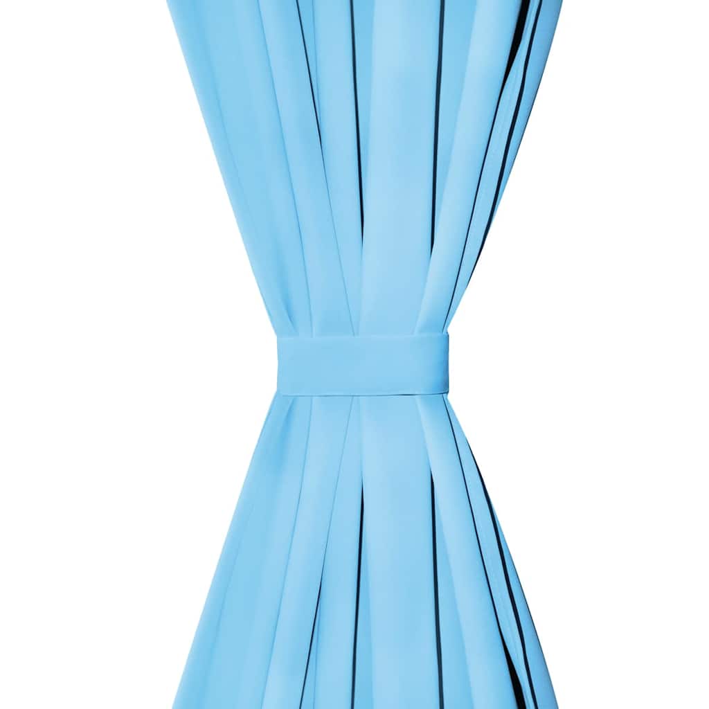 gardiner i mikro-satin 2 stk. med løkker 140 x 175 cm turkis