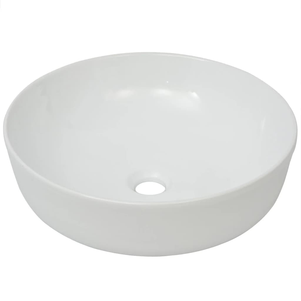 håndvask rund keramik 41,5 x 13,5 cm hvid