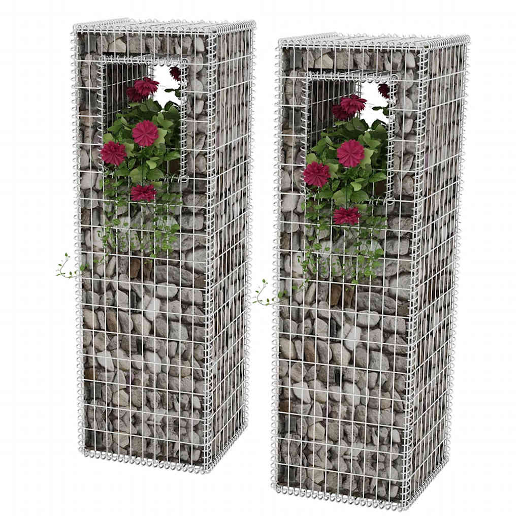 gabionkurv/plantekasse 2 stk. stål 50 x 50 x 160 cm