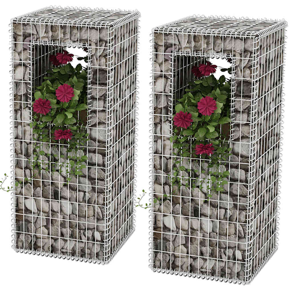 gabionkurv/plantekasser 2 stk. stål 50 x 50 x 120 cm billede