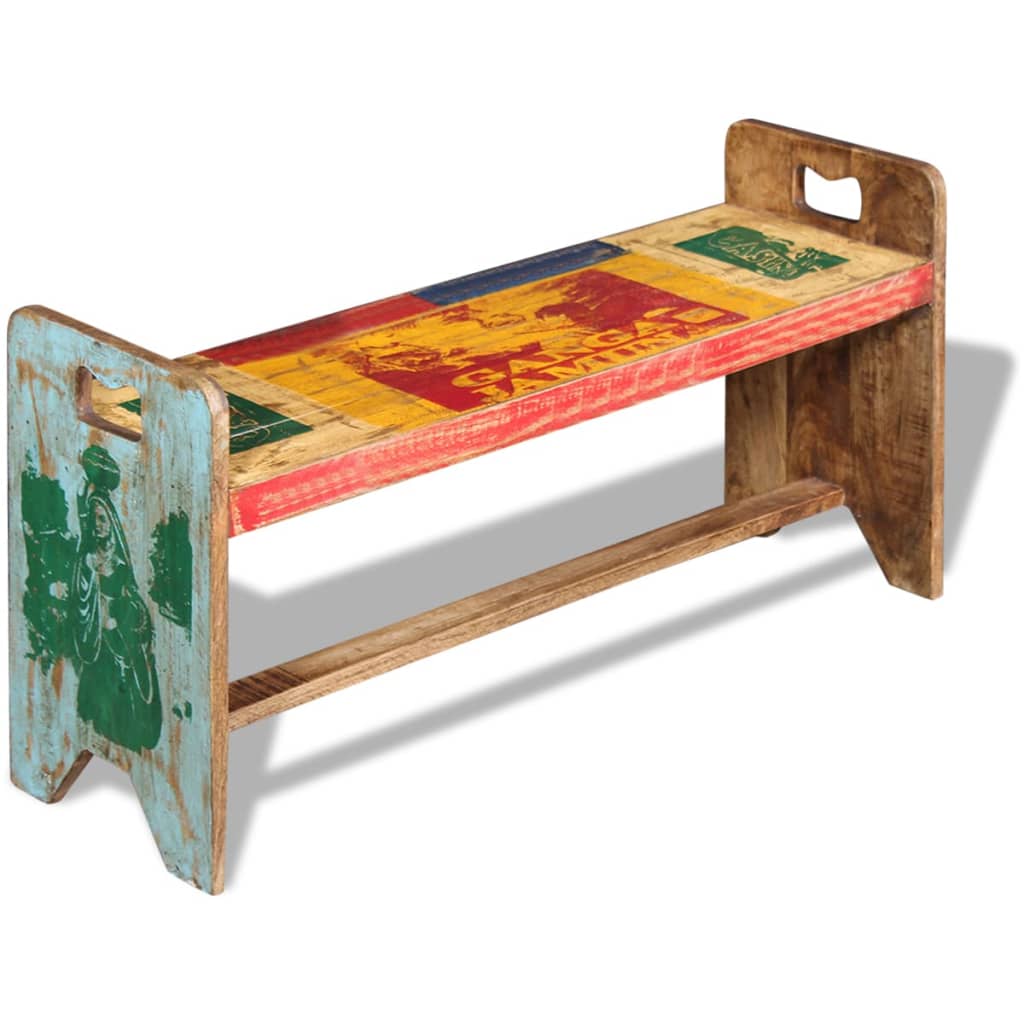bænk 100x30x50 cm massivt genbrugstræ