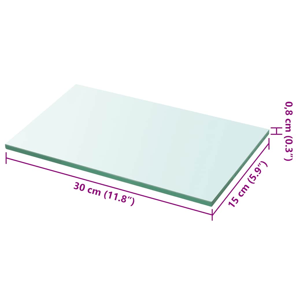 hylde glaspanel klar 30x15 cm