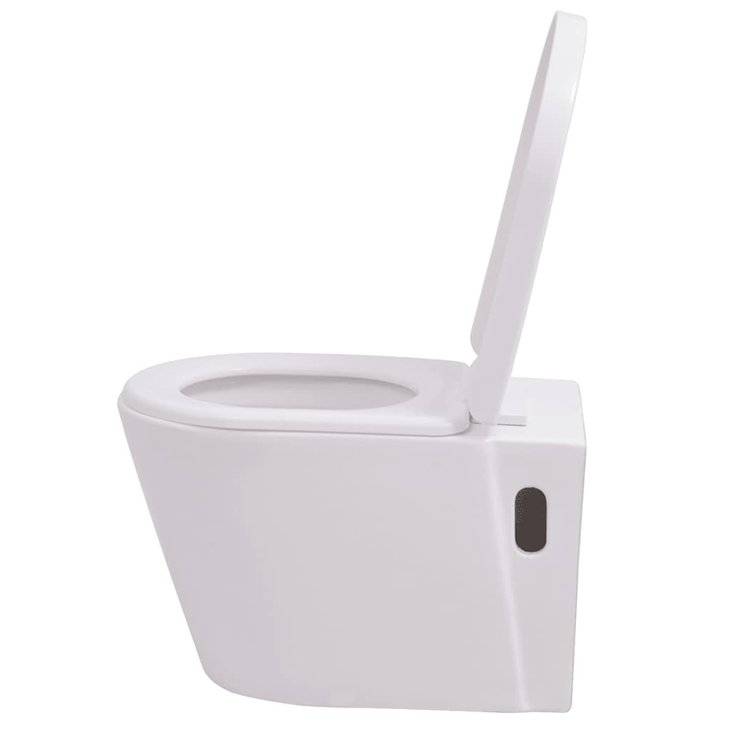 væghængt toilet med skjult cisterne keramik hvid