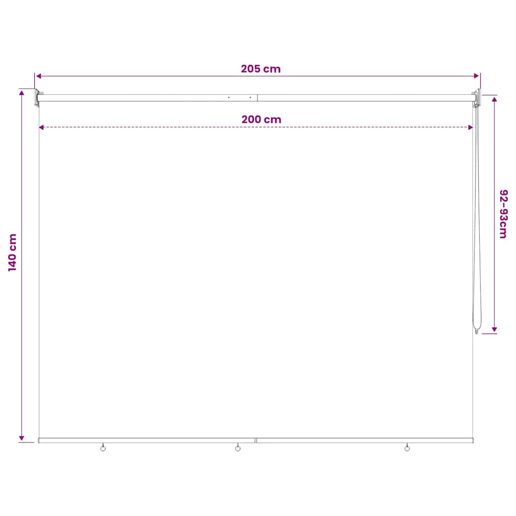 udendørs rullegardin 205 (B) x 140 (H) cm beige