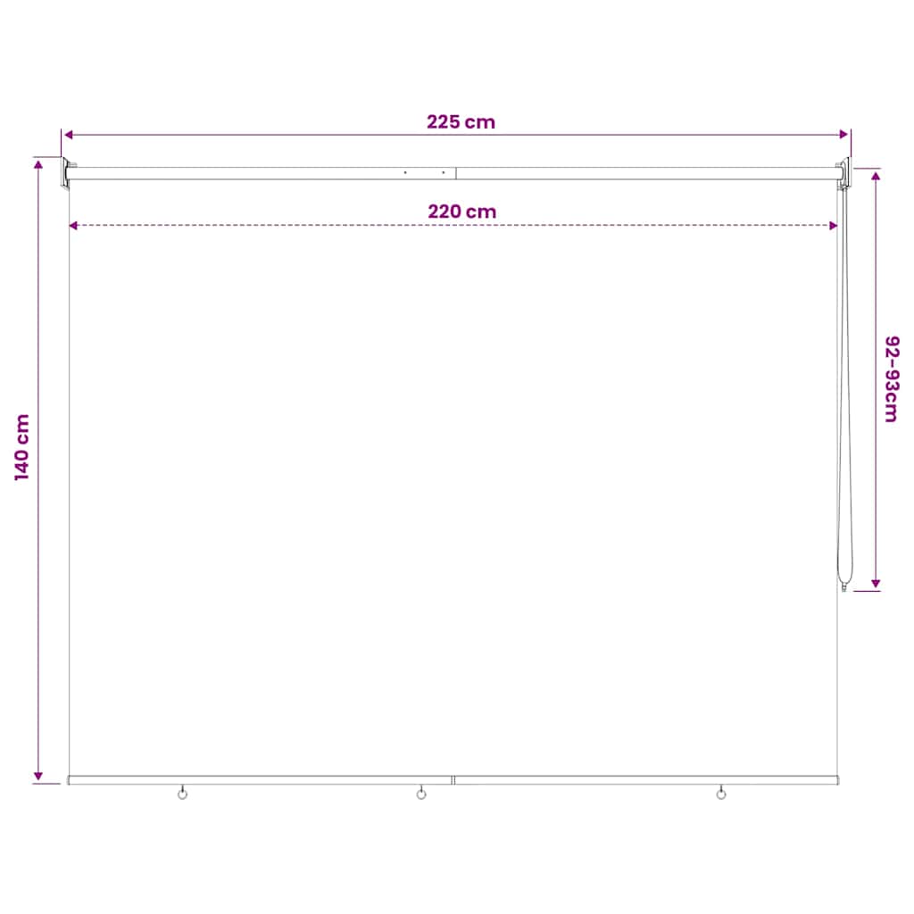 udendørs rullegardin 225 (B) x 140 (H) cm beige