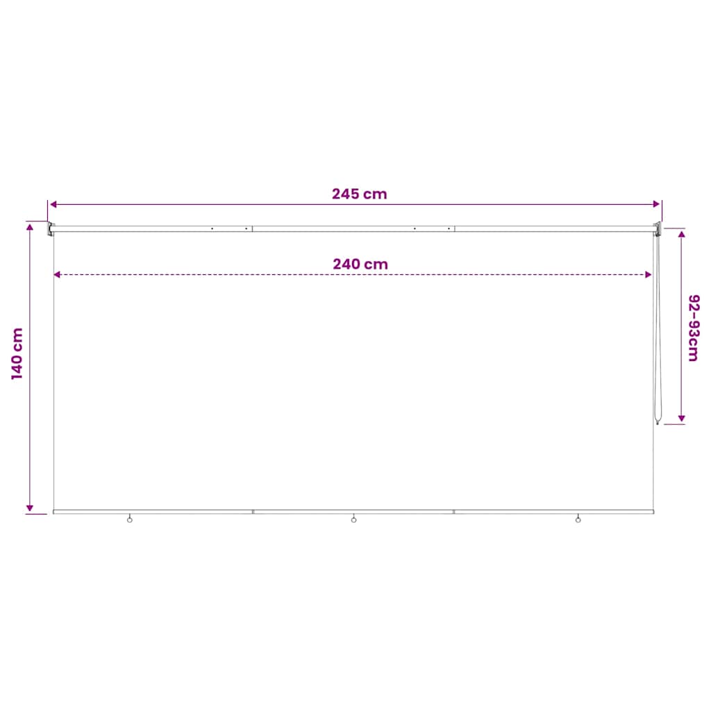 udendørs rullegardin 245 (B) x 140 (H) cm beige