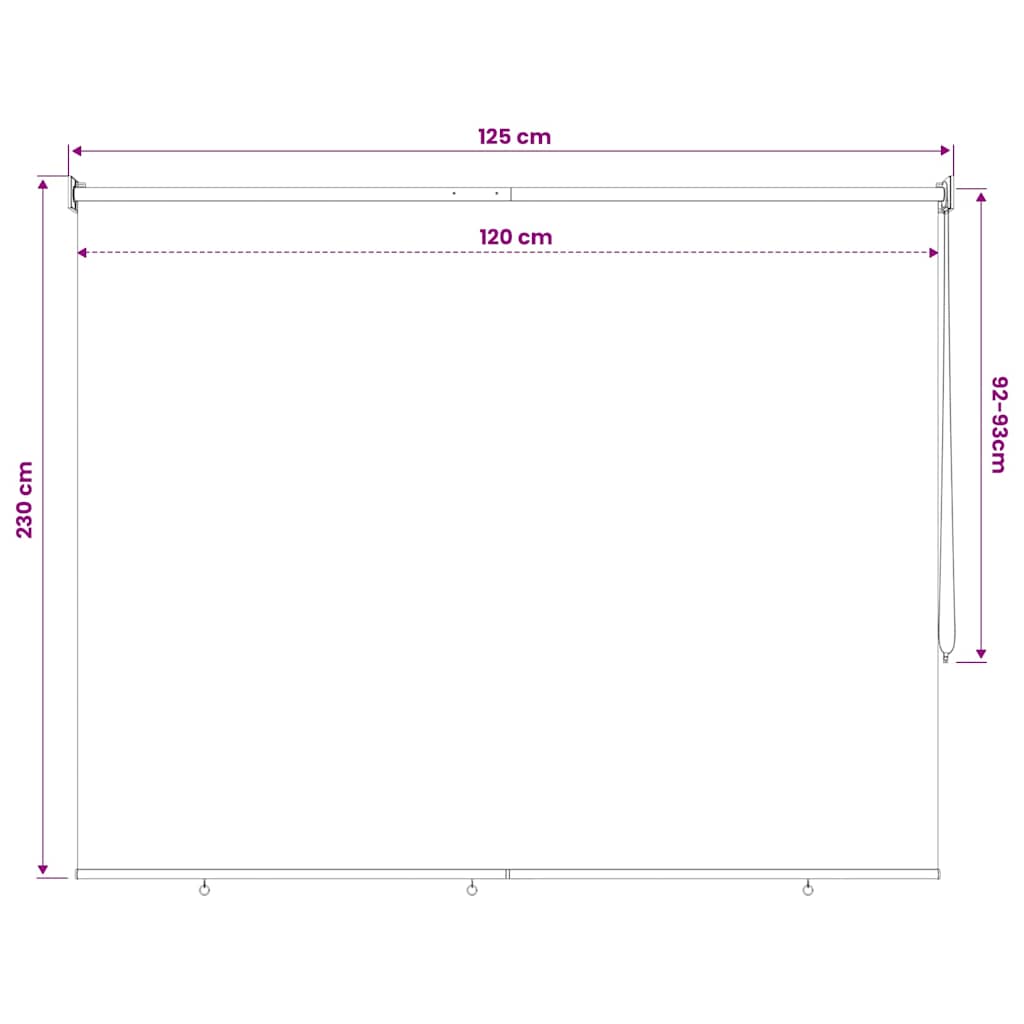 udendørs rullegardin 125 (B) x 230 (H) cm beige