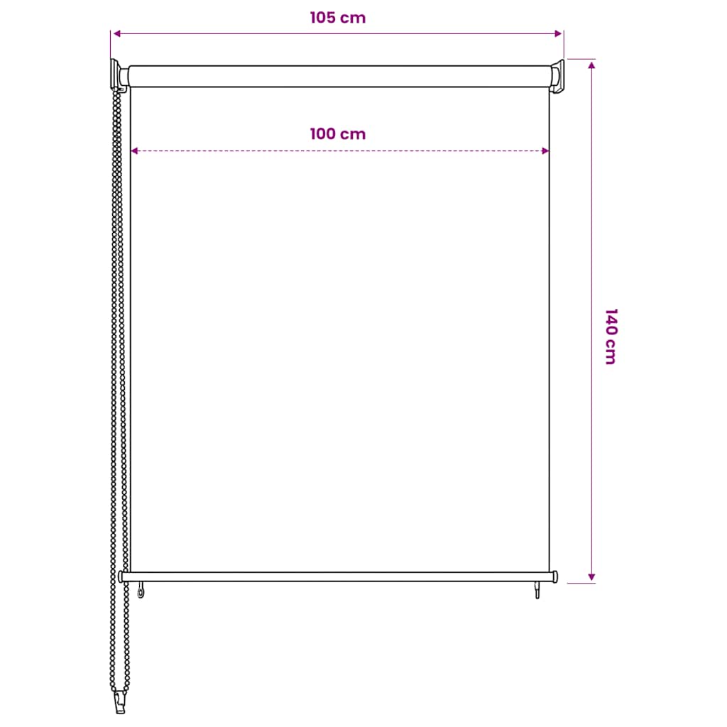udendørs rullegardin 105 (B) x 140 (H) cm cremefarvet