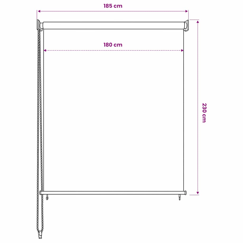 udendørs rullegardin 185 (B) x 230 (H) cm cremefarvet