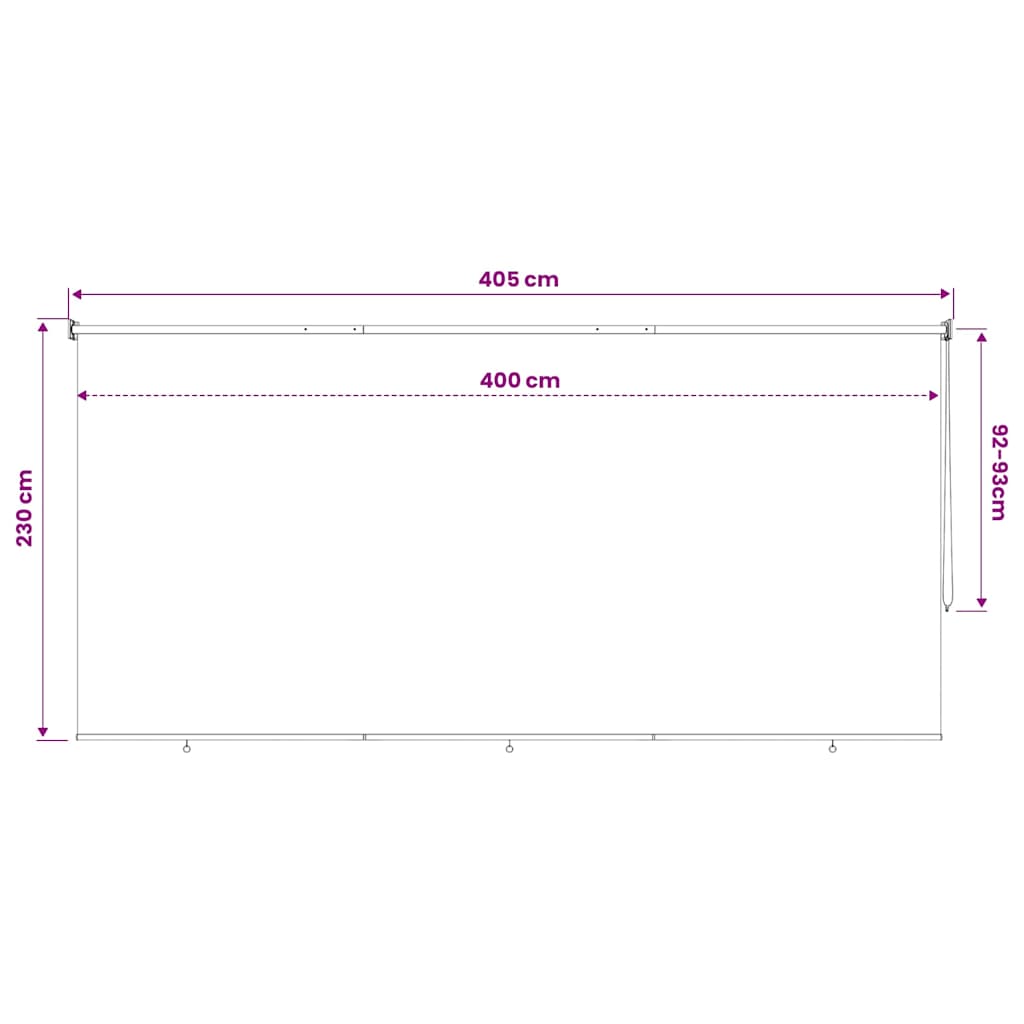 udendørs rullegardin 405 (B) x 230 (H) cm cremefarvet