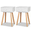 sengebord 2 stk. massivt fyretræ 40 x 30 x 61 cm hvid