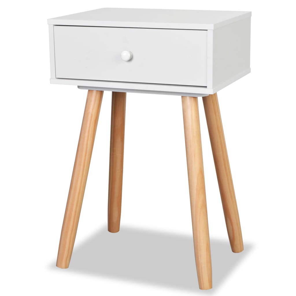 sengebord 2 stk. massivt fyretræ 40 x 30 x 61 cm hvid
