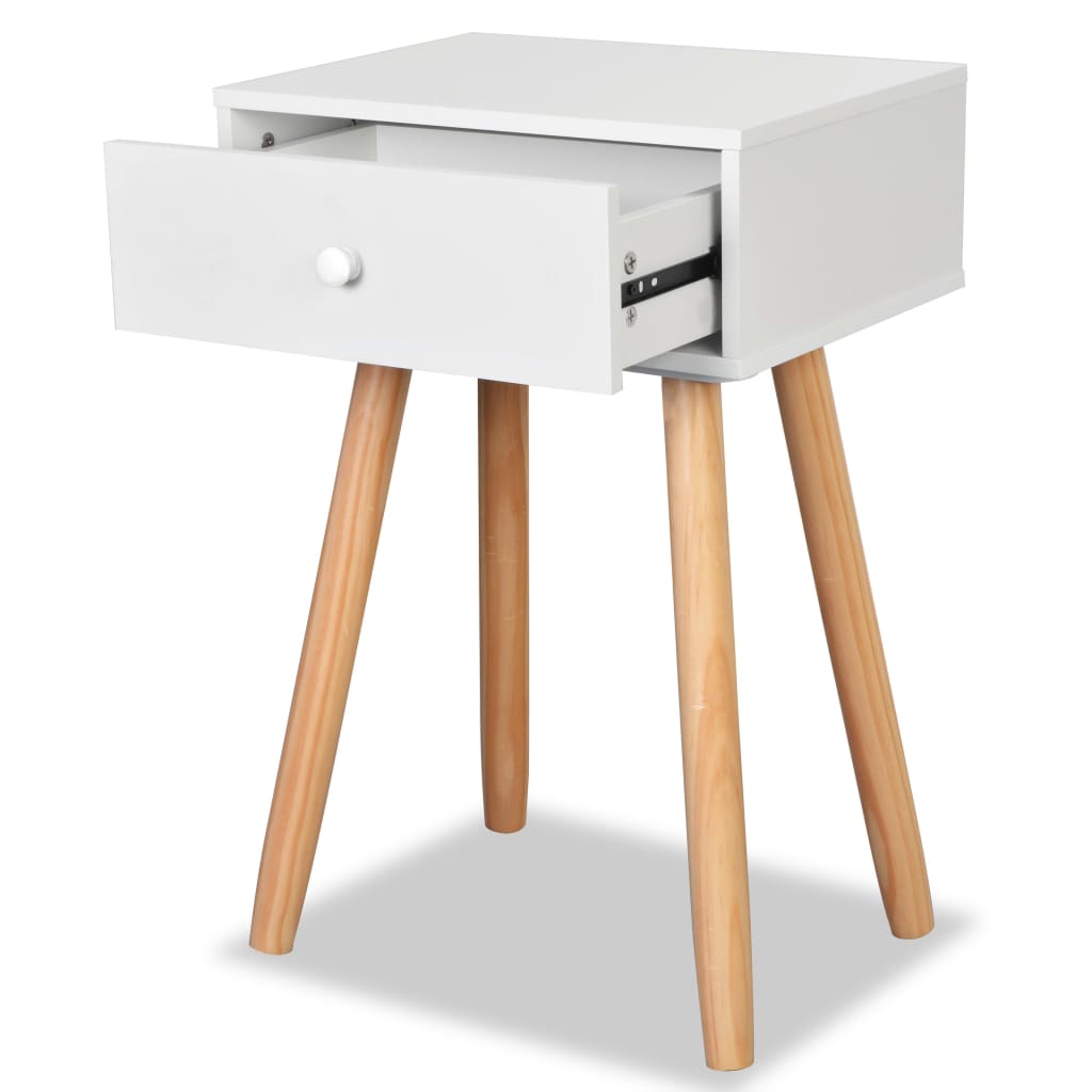sengebord 2 stk. massivt fyretræ 40 x 30 x 61 cm hvid