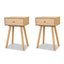 sengebord 2 stk. massivt fyrretræ 40 x 30 x 61 cm brun