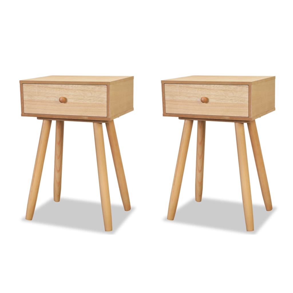 sengebord 2 stk. massivt fyrretræ 40 x 30 x 61 cm brun