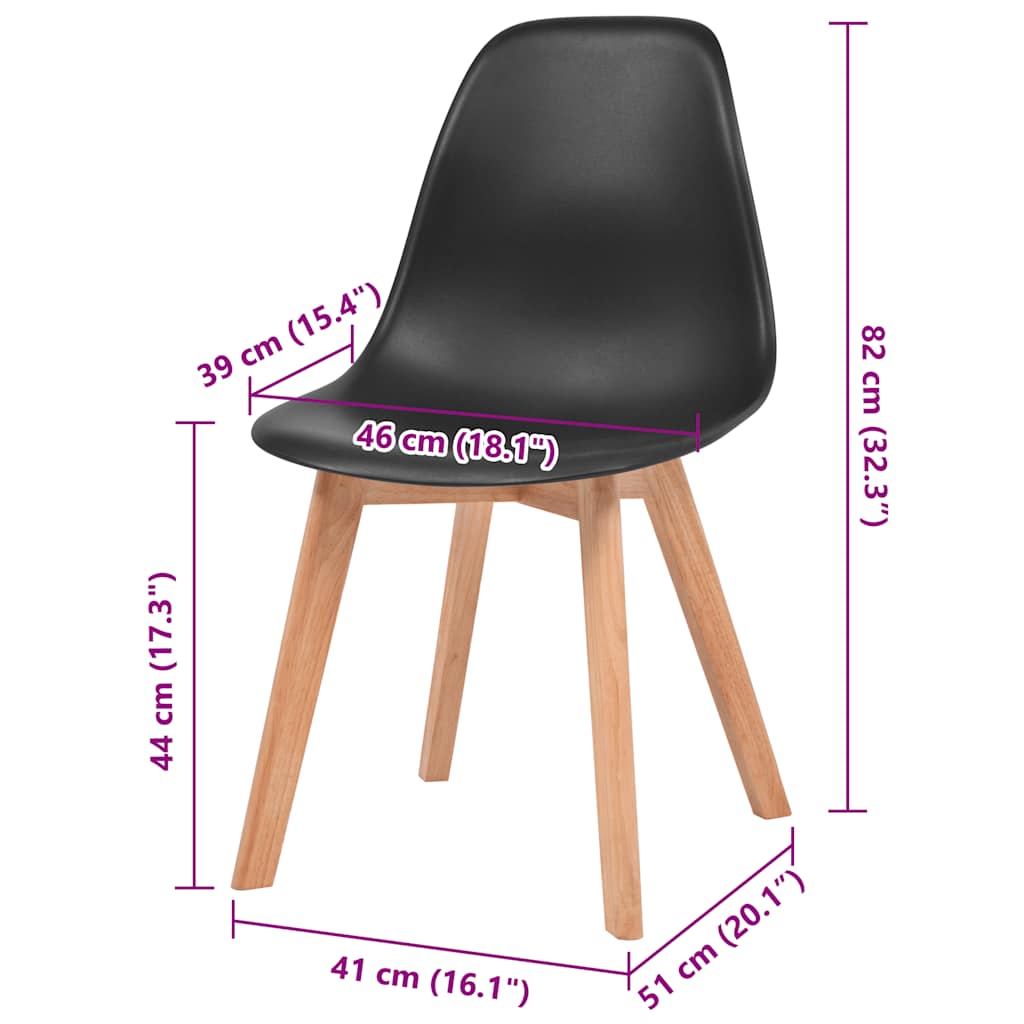 spisebordsstole 2 stk. plastik sort