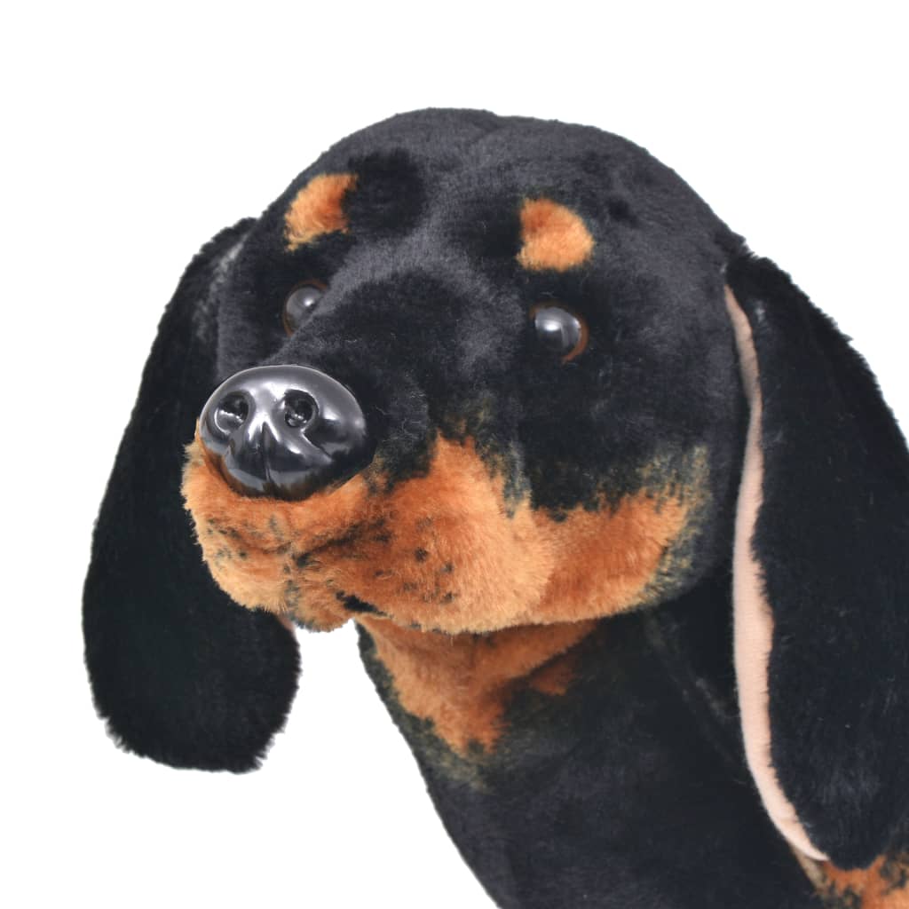 stående tøjdyr gravhund plysstof XXL sort