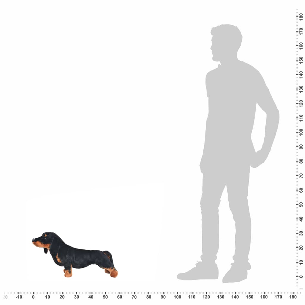 stående tøjdyr gravhund plysstof XXL sort