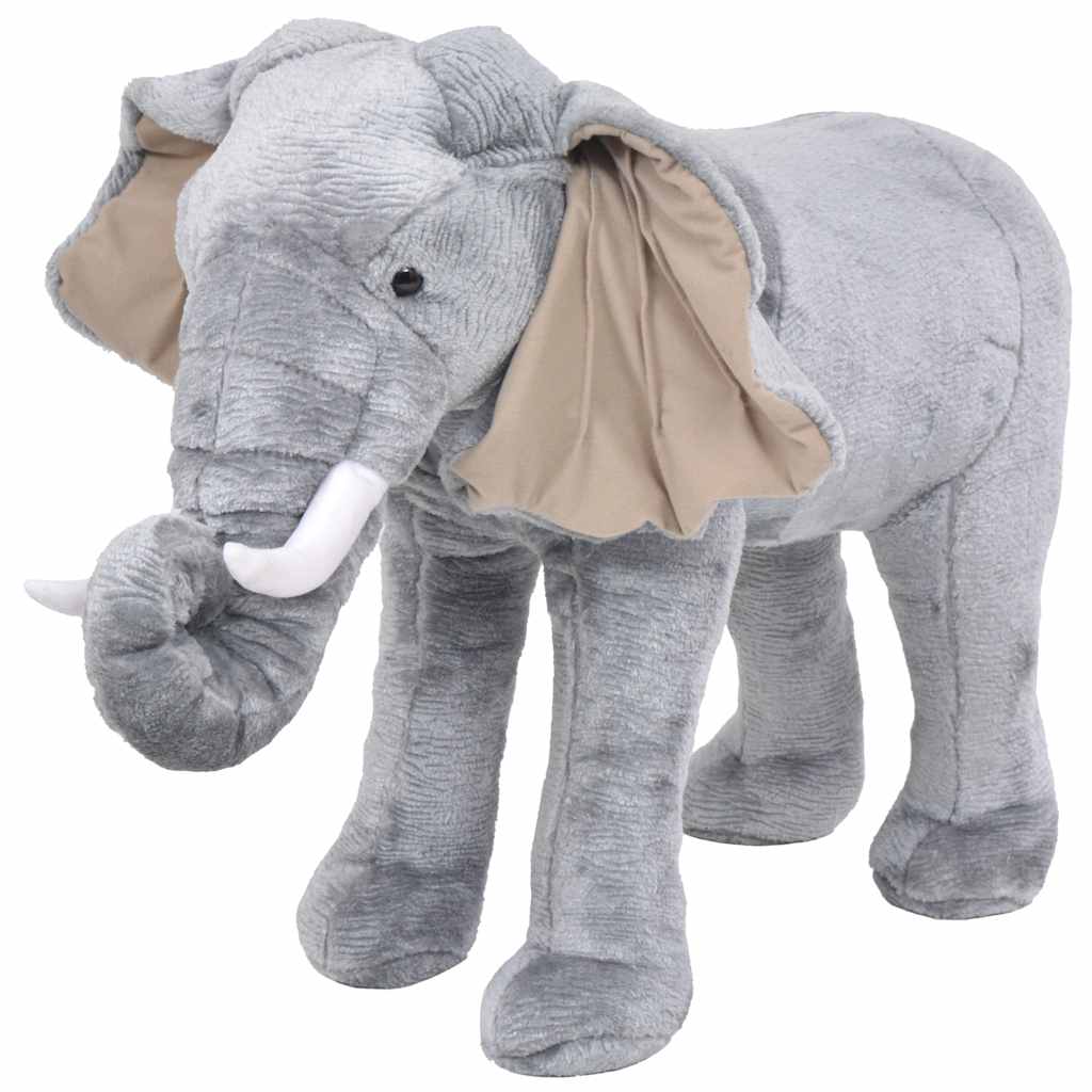 stående tøjdyr elefant plysstof XXL grå billede