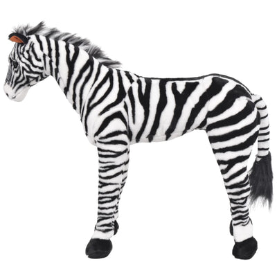 stående tøjdyr zebra plysstof XXL sort og hvid