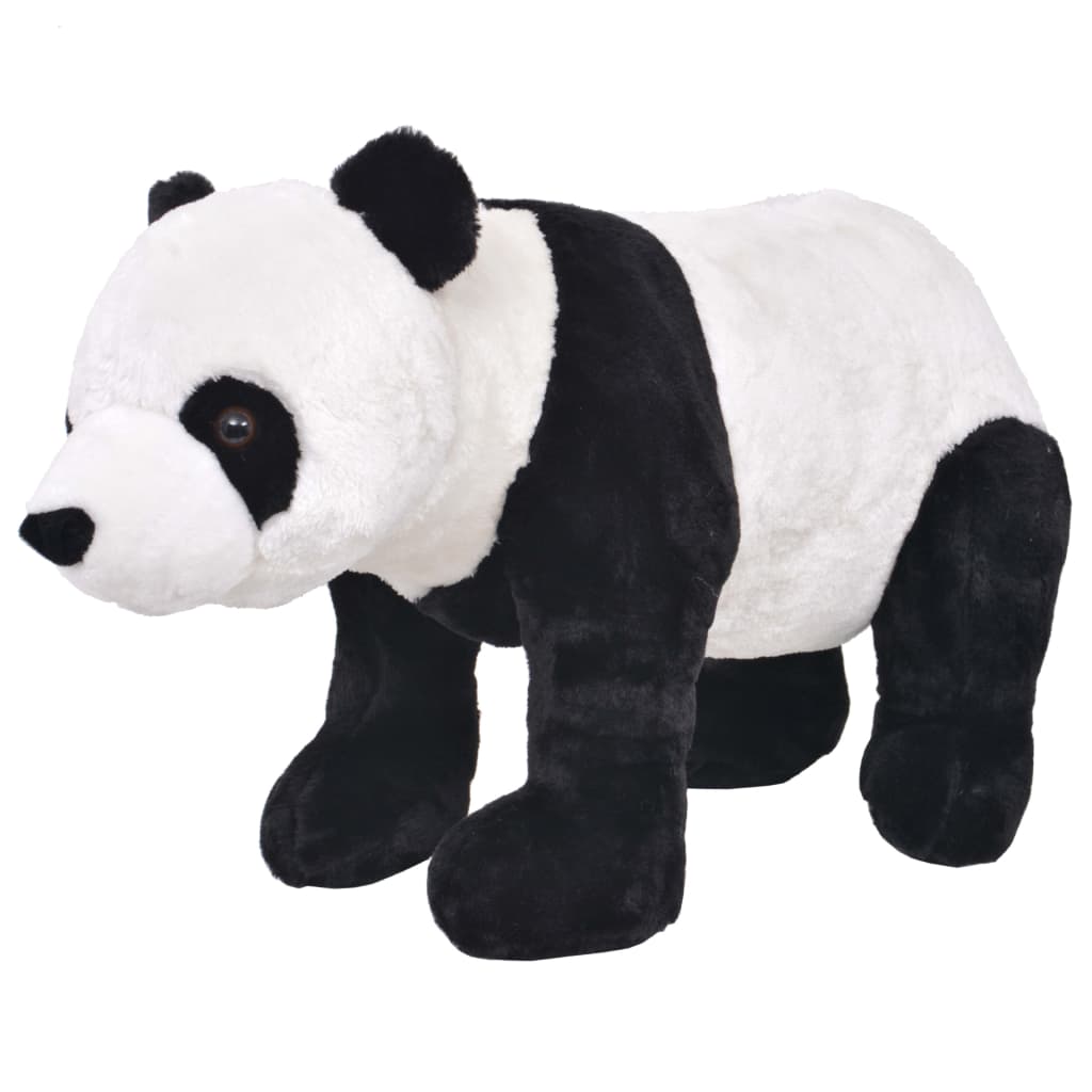 stående tøjdyr panda plysstof XXL sort og hvid billede