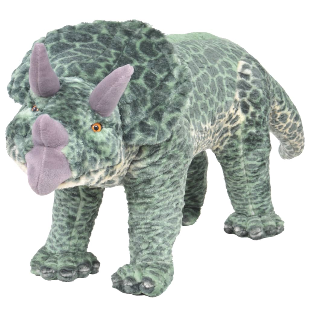 stående tøjdyr triceratops plysstof XXL grøn billede