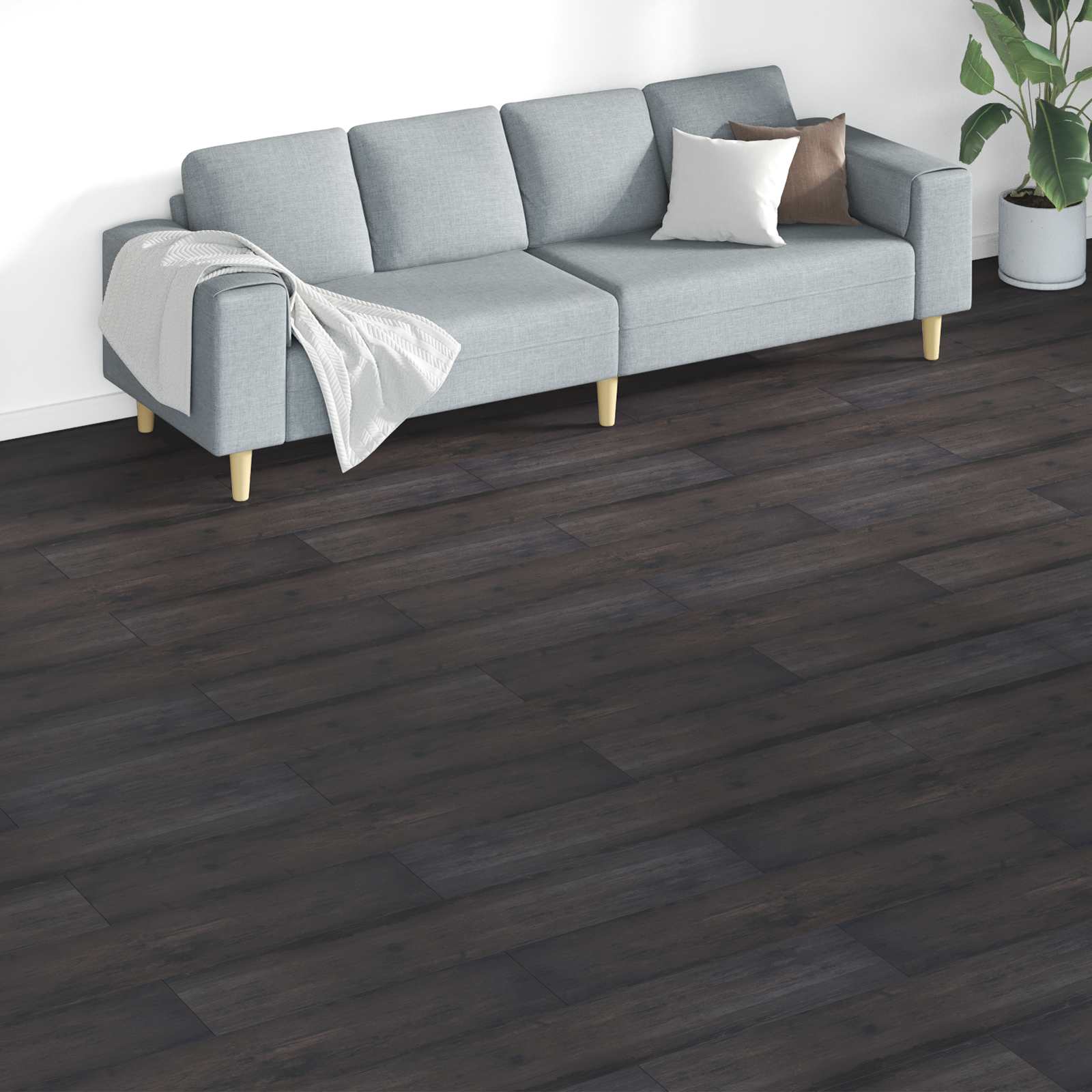 Gulvplanker 18 pcs Mørkegrå 5,26 m² PVC billede