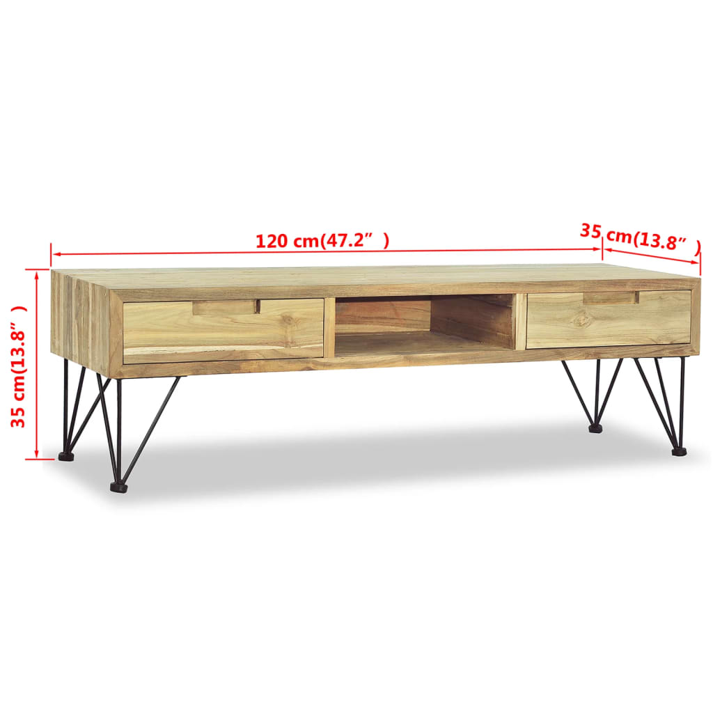 TV-skab 120 x 35 x 35 cm massivt teaktræ