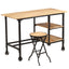 skrivebord med foldbar taburet massivt mangotræ 115 x 50 x 76 cm