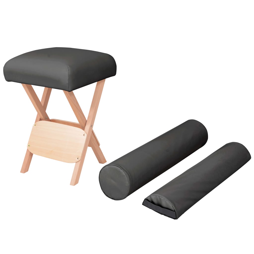 foldbar massagestol 12 cm tykt sæde 2 bolsterpuder sort billede