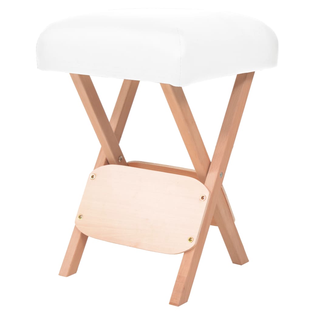 foldbar massageskammel 12 cm tykt sæde hvid billede