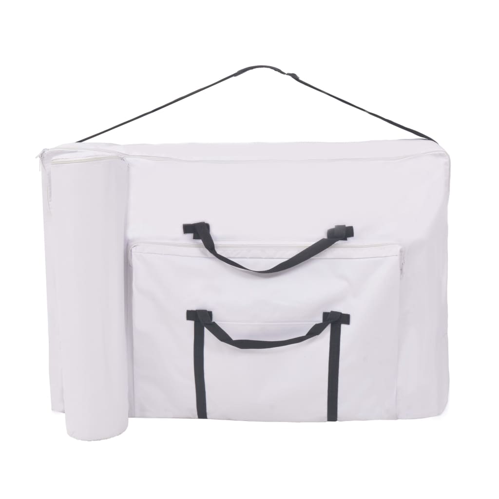 sammenfoldeligt massagebord 2 zoner 10 cm tyk hynde hvid