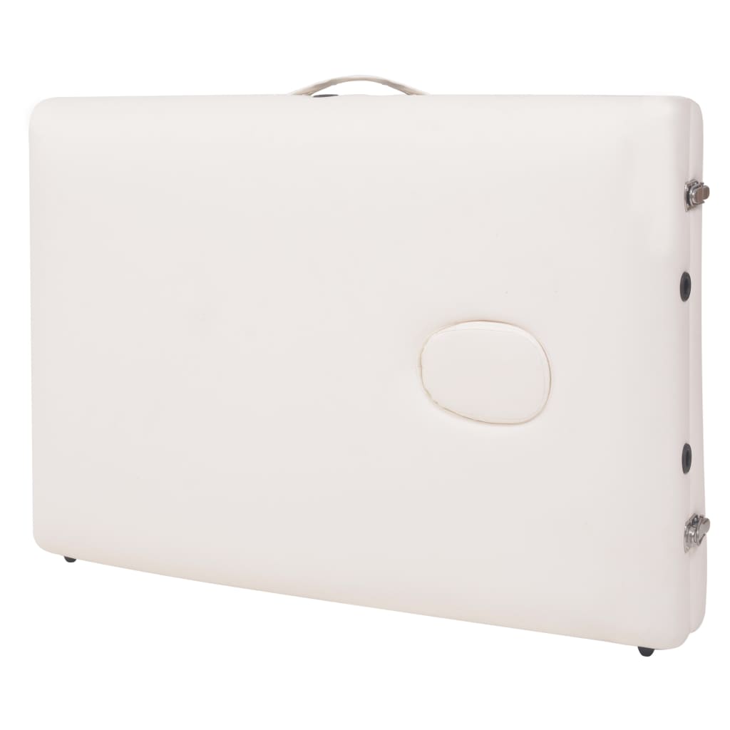 sammenfoldeligt massagebord 3 zoner 10 cm tyk hynde hvid