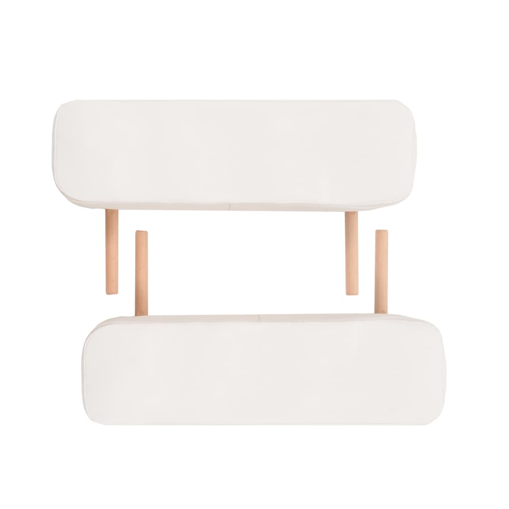 foldbart massagebord med skammel 2 zoner 10 cm tyk hynde hvid