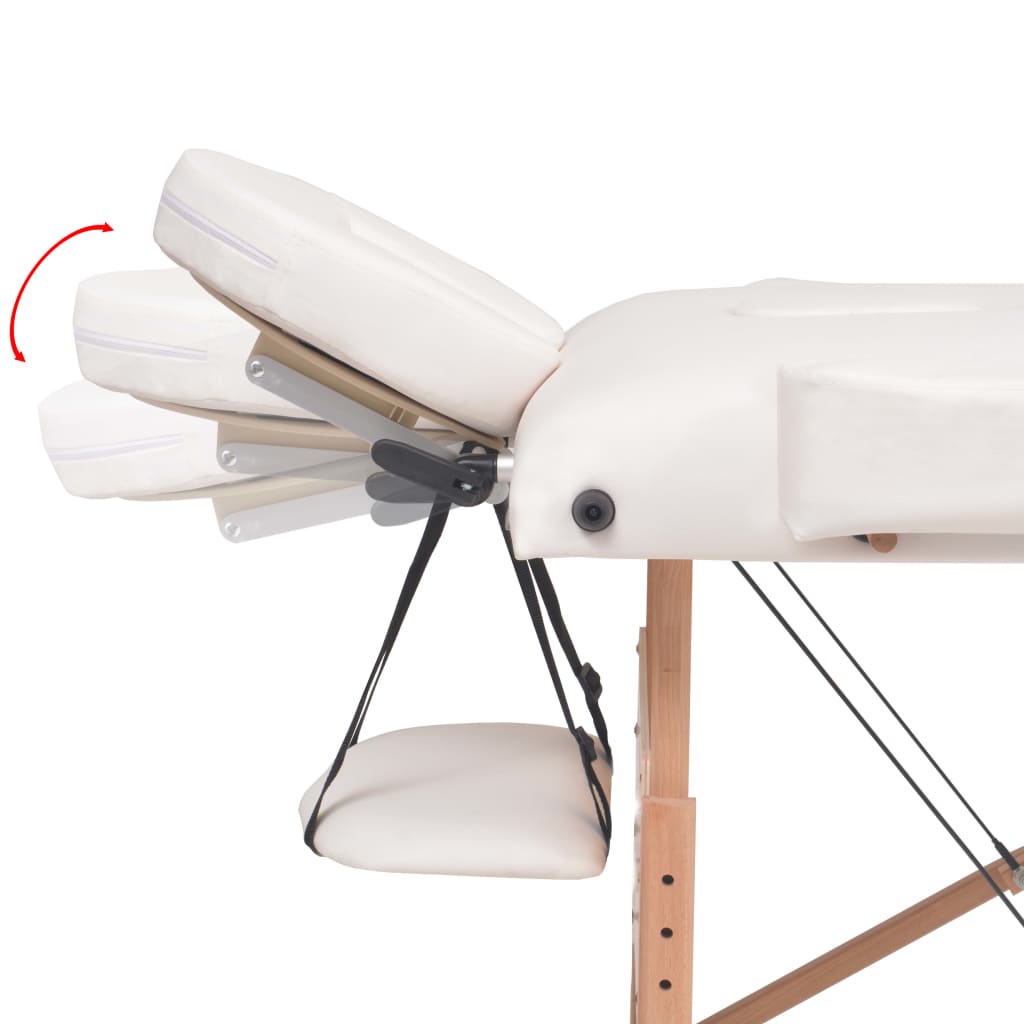 foldbart massagebord med skammel 2 zoner 10 cm tyk hynde hvid