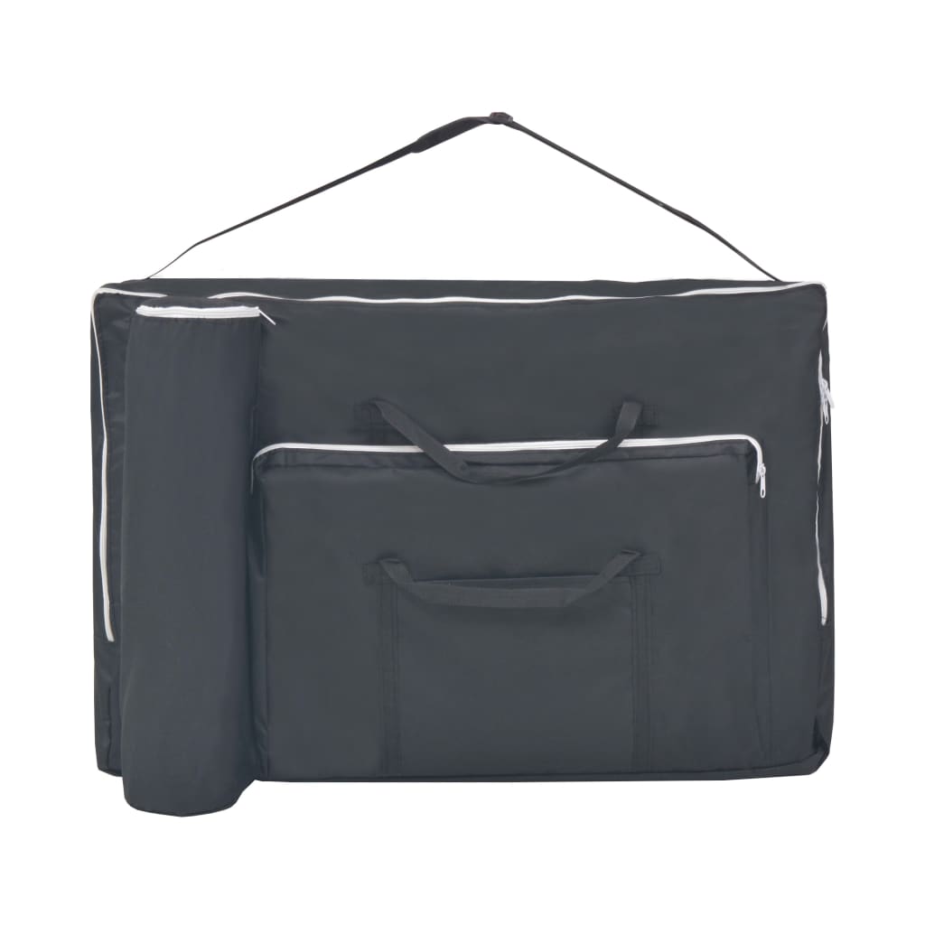 foldbart massagebord med skammel 2 zoner 10 cm tyk hynde sort