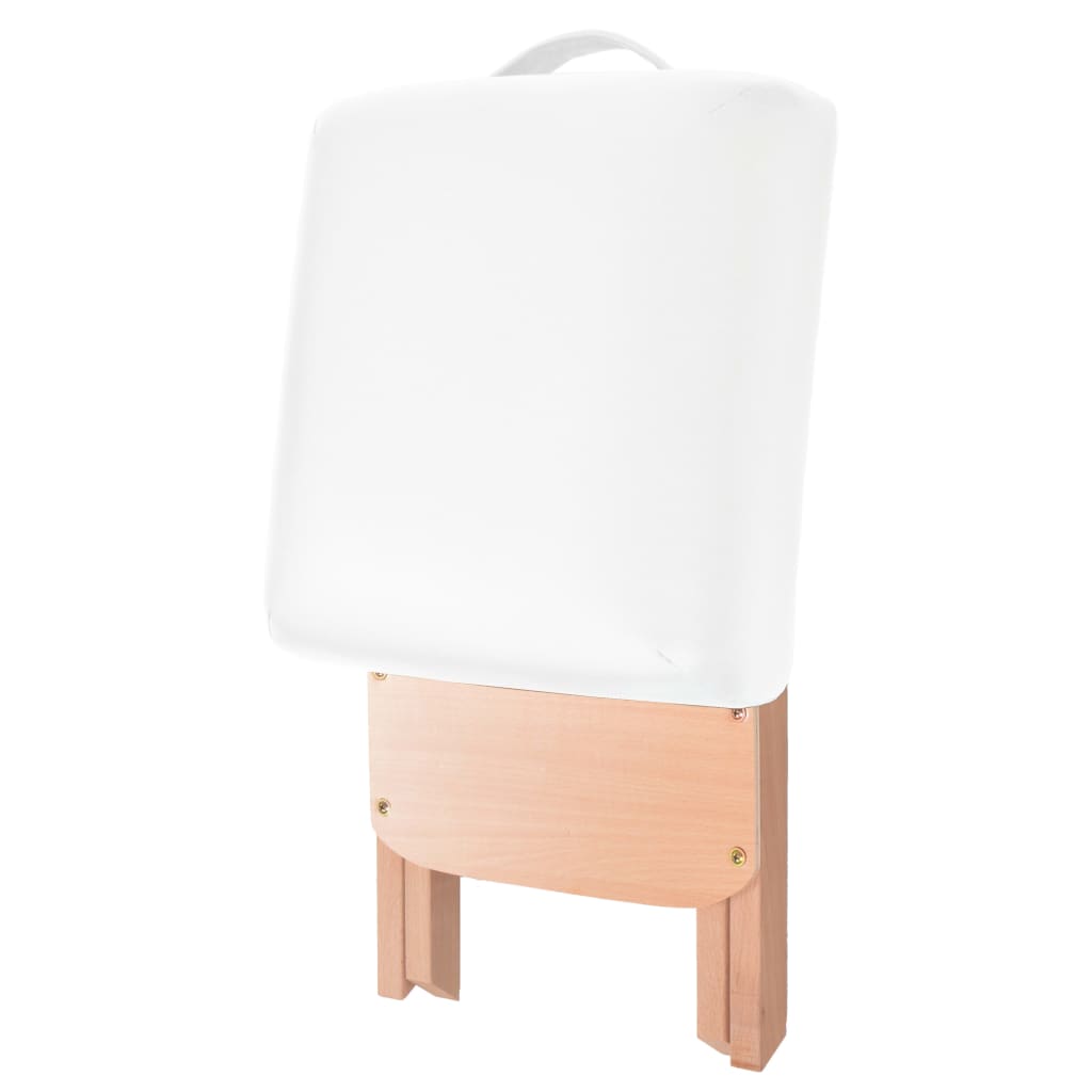 foldbart massagebord med skammel 3 zoner 10 cm tyk hvid