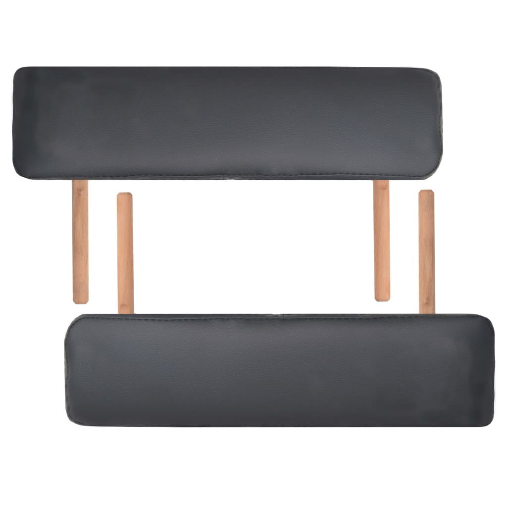 foldbart massagebord med skammel 3 zoner 10 cm tyk sort