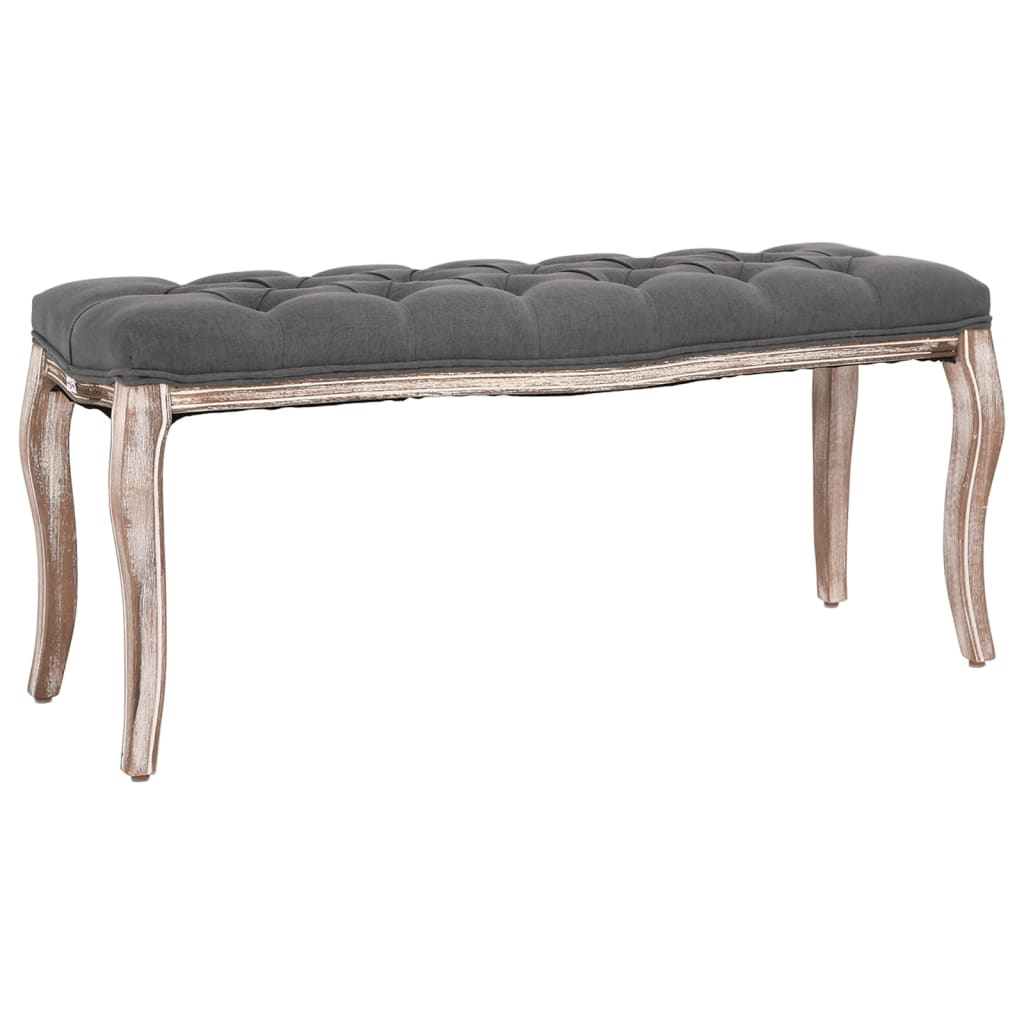 bænk 110x38x48 cm lærred massivt træ mørkegrå