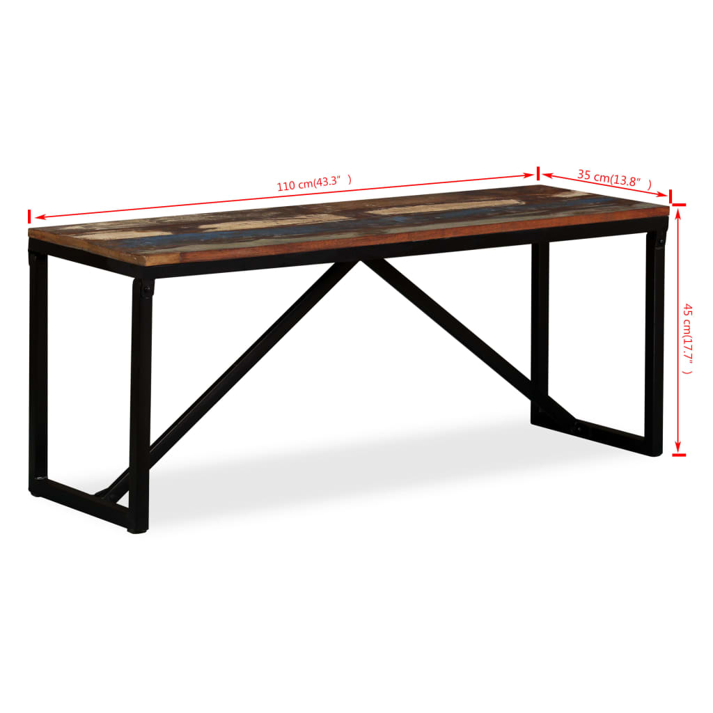 bænk 110x35x45 cm massivt genbrugstræ
