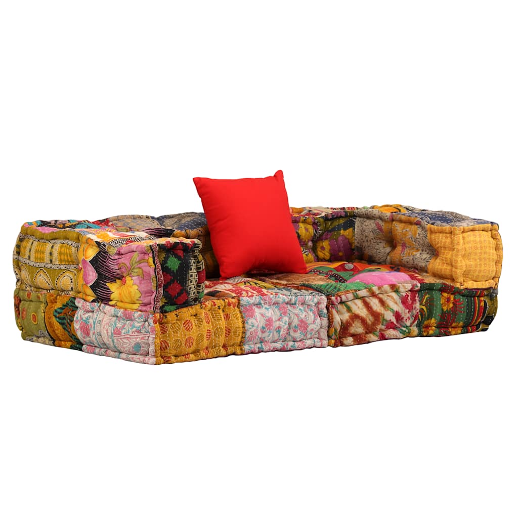 2-personers modulpuf i stof - patchwork, flerfarvet