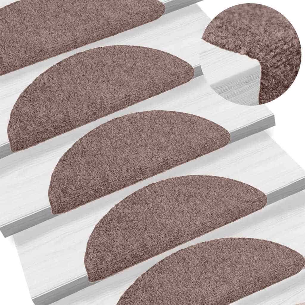 trappemåtter selvklæbende 15 stk. 65x21x4 cm lys brune halvrund store
