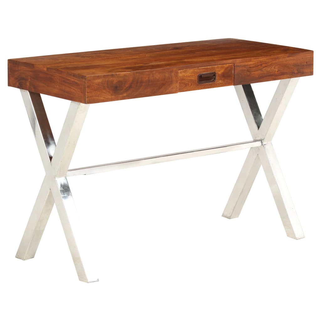 skrivebord 110x50x76 cm massivt akacietræ honningfarvet finish