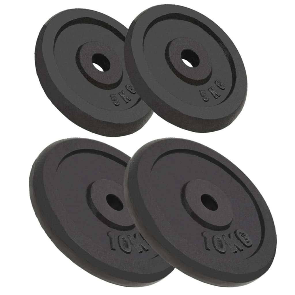 vægtskiver 4 stk. 2x10 kg+2x5 kg støbejern billede