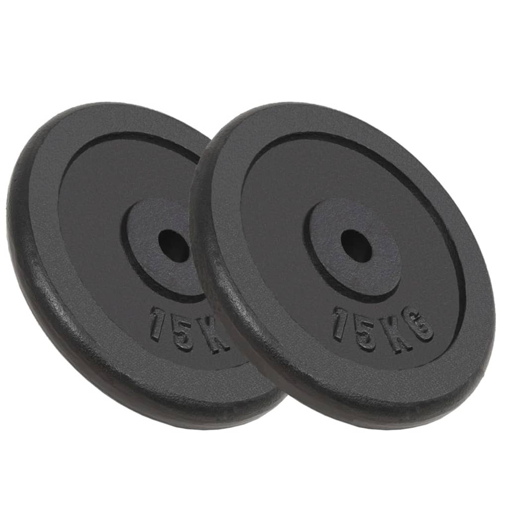 vægtplader 2 stk. 2x15 kg støbejern billede