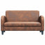 2-personers sofa kunstigt ruskind brun