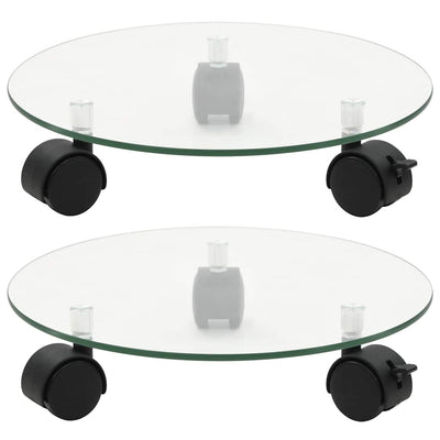 plantevogne 2 stk. hærdet glas 28 cm rund