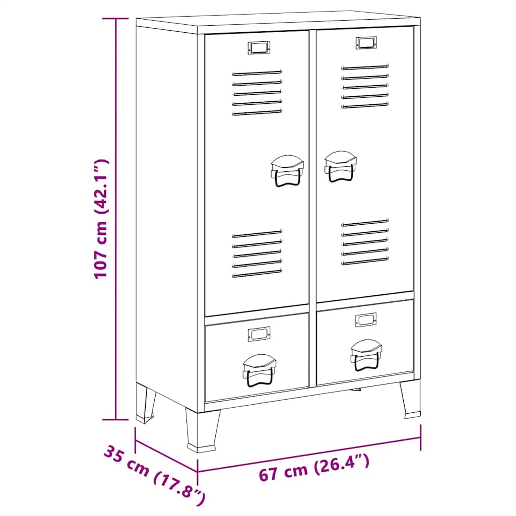 garderobe i metal industriel stil 67 x 35 x 107 cm sort