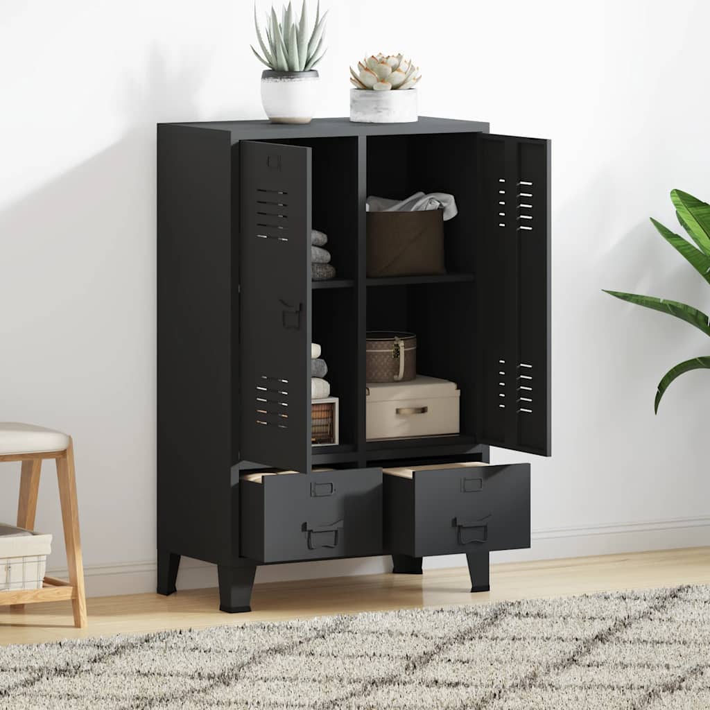garderobe i metal industriel stil 67 x 35 x 107 cm sort billede